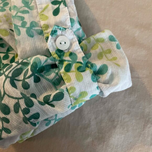 WOOLRICH Vintage blouse floral print in tones of green and white. Women size M. - Picture 6 of 9